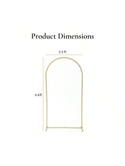 6FTx2.6FT Gold Wedding Arch Backdrop Stand Metal Arched Frame Gold Balloon Arch Stand for Ceremony,Birthday,Wedding Decoration,Gold
