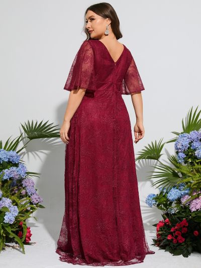 Plus Butterfly Sleeve Lace Bridesmaid Dress