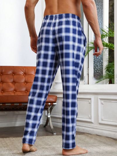 Men'S Plaid Pattern Home Wear Bottoms
