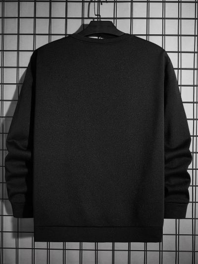 Manfinity Homme Loose Men's Plus Size New Year Slogan Print Sweatshirt