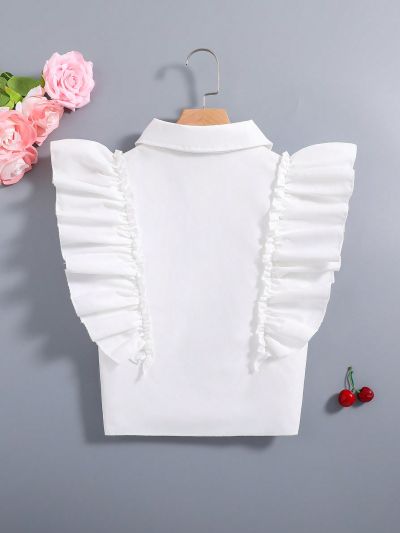 Girls Teen Ruffle Trim Button Up Shirt