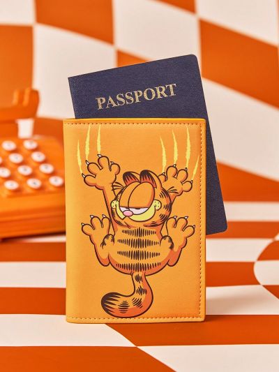 GARFIELD X SHEIN Cartoon Graphic Fun Yellow Pu Passport Holder