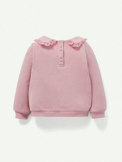 Cozy Cub Baby Girl Doll Collar Ruffled Casual Pullover Sweatshirt