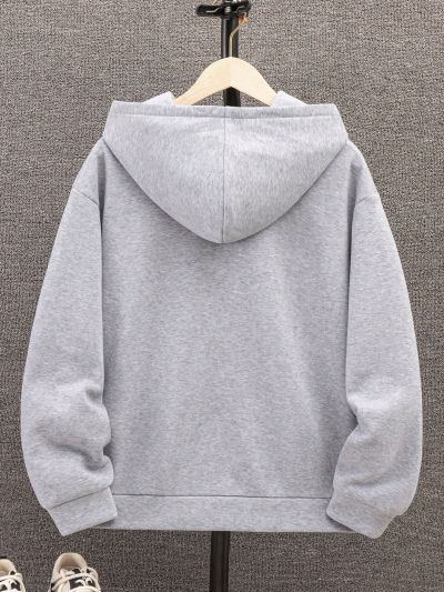 Teen Boys' Japanese Printed Hoodie, Street Style Casual Outfit