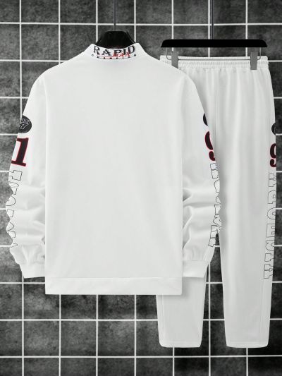 Manfinity Men's Letter Printed Jacket And Pants Set