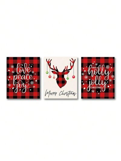 3pcs/set Christmas Elements Decorative Pattern, Abstract Art Print, Suitable For Home Decor