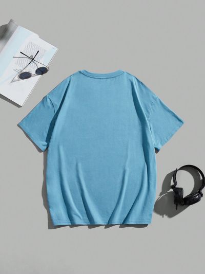 Teenage Boys' Casual Cartoon Pattern Short Sleeve T-Shirt, Suitable For Summer