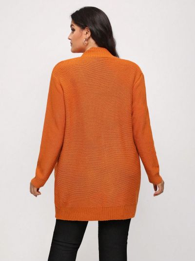 Mindsi Plus Solid Open Front Cardigan