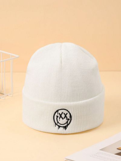 Sapstudio Street Style Personalized Face Embroidery Design Brimless Knit Hat