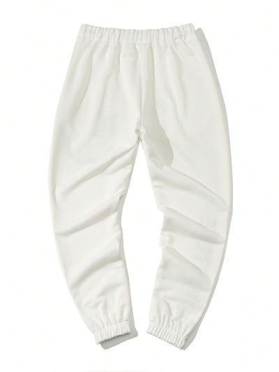 SHEIN Teen Boys' Drawstring Waistband And Elastic Cuff Sweatpants With Emoji & Letter Print