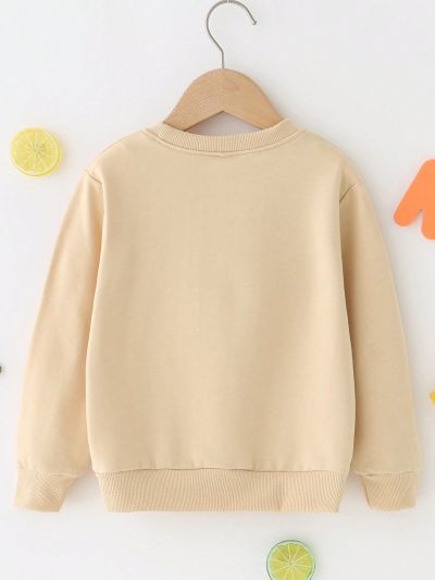 Girls' Cartoon Printed Round Neck Sweatshirt