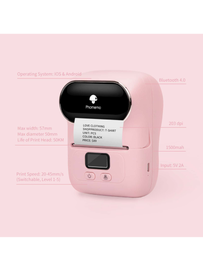 Phomemo M110 Label Makers - Portable Bluetooth Thermal Label Maker Printer for Barcode, Clothing, Jewelry, Retail, Mailing, Wireless Sticker Label Printer Compatible with Android & iOS System, with 1pack 40×30mm Label