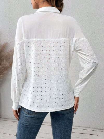 Women'S Polo Collar Long Sleeve Shirt