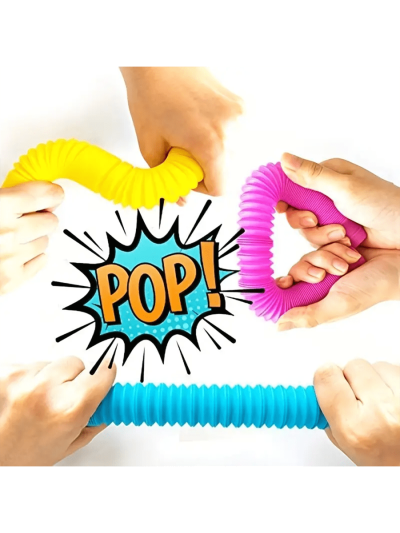 5pcs Finger Pop Up Tubes Toy For Adults, Stress Relief Sensory Tool, Cool Bendable Multicolor Stimulating Toys Great As Gift, Party Favor, And Prize For Restless People