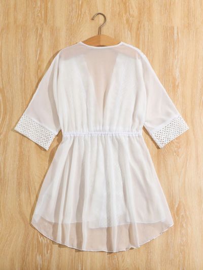 Tween Girls' Drawstring Waist Perspective Kimono Dress