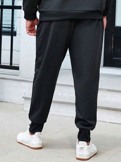 Men Plus Letter Graphic Drawstring Waist Sweatpants