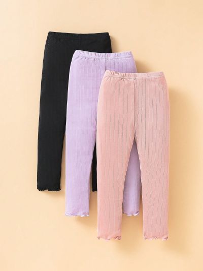 Young Girl 3pcs Elastic Waist Leggings Set