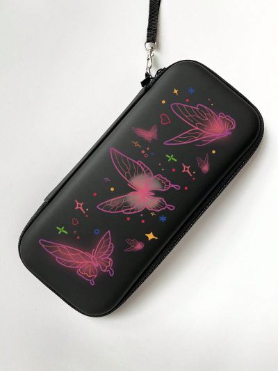 1pc Simple & Stylish Butterfly Design Switch Console Carrying Case With Game Card Slots And Joy-con Cover