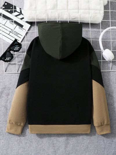 SHEIN Tween Boys' Color-Block Hoodie