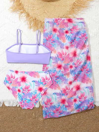 Tween Girls' Tropical Print Swimsuit Set