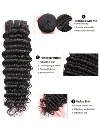 Deep Wave Bundles Human Hair Curly Hair Weave Bundles 1 Pcs Brazilian Human Hair Extensions For Women Natural Black