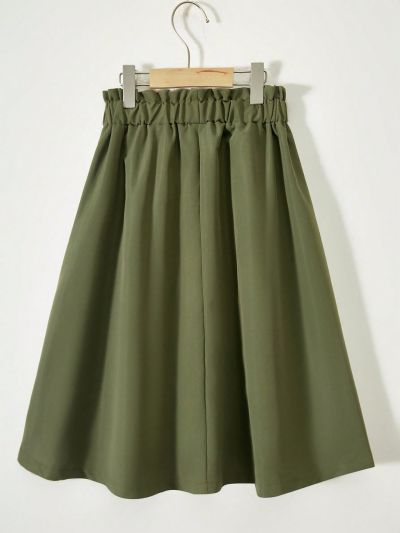 Teen Girls' Paper Bag Waist Button Front Midi Skirt