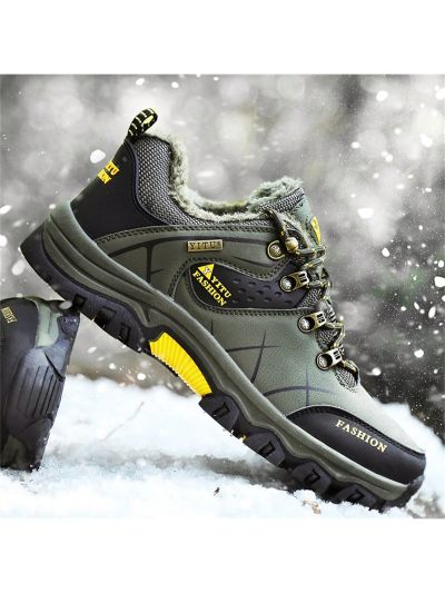 New Outdoor Hiking Climbing Shoes, Men's Warm Plush Winter Footwear, Fashionable,outdoor Use