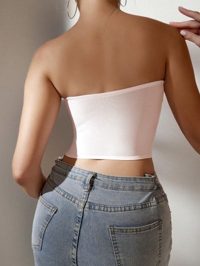 SHEIN Women's Floral Printed Strapless Top Suitable For All Seasons