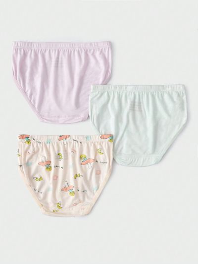 3pcs Toddler Girls' Cute Cartoon Printed Triangle Underwear
