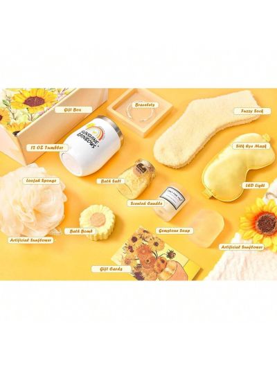 Ponamfo Get Well Soon Gifts Basket - 15Pcs Sunflower Gifts Sending Sunshine  Birthday Gifts for Women Friendship  Care Package Unique Gifts Box for Thinking of You Her Sister Best Friend