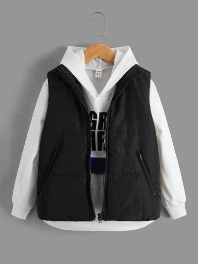 SHEIN Boys 1pc Zip Front Vest Puffer Coat