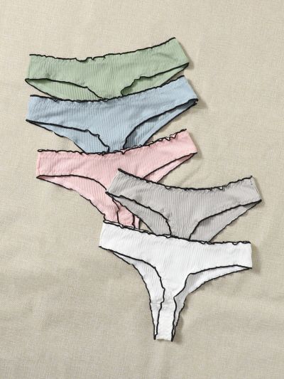 5pack Plus Contrast Binding Panty