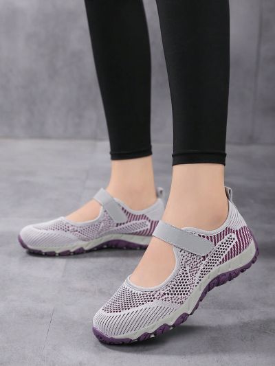 Women's Walking Shoes, Breathable Anti-slippery Bottom Casual Sports Net Surface Lightweight Sneakers In Light Grey