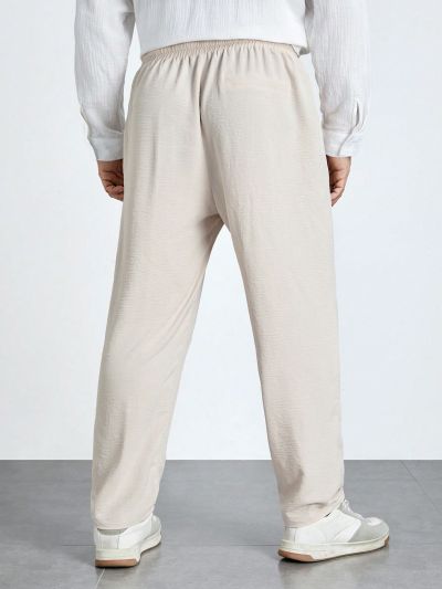 SHEIN Extended Sizes Men Plus Drawstring Waist Slant Pocket Pants