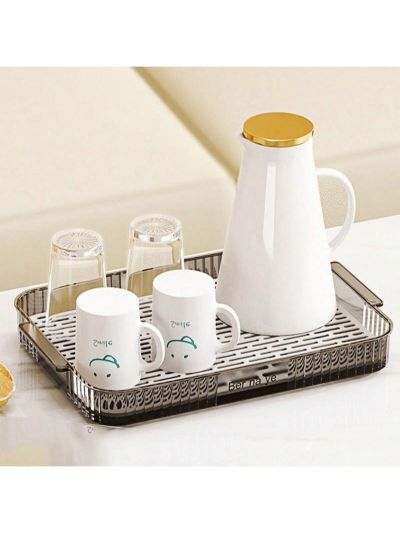 1pc Multi-purpose Plastic Cutlery Tray With Drainage & Detachable Feature, Suitable For Tea Tray, Dinner Plate And Drainage Plate