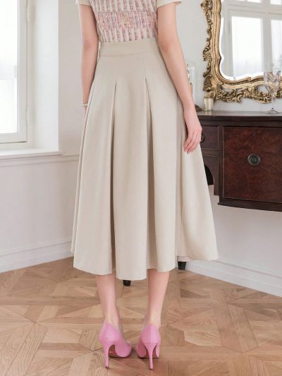 DAZY Mid-Length A-Line Pleated Skirt