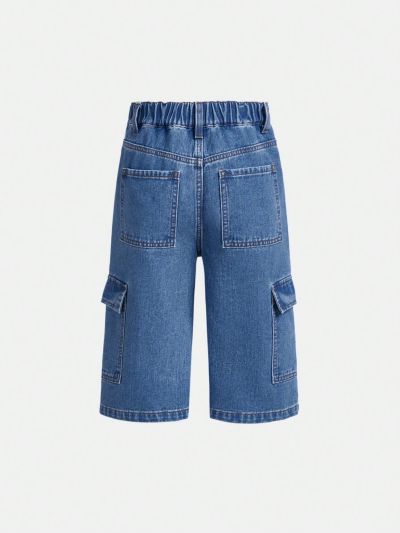 Cool Street Style Loose Cargo Denim Shorts For Boys