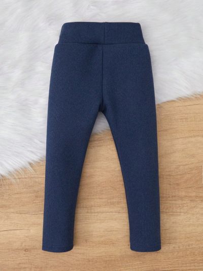 Girls' Plush Elastic Slim Fit High Waisted Comfortable Warm Thermal Leggings