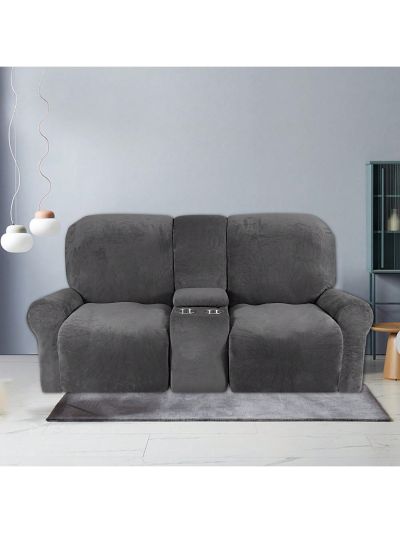 2 Seater Recline Chair Sofa Cover Velvet Stretch Recliner Loveseat Sofa Cover with Center Console Sofa Slipcover