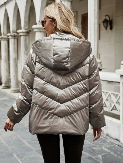 SHEIN Unity Zip Up Hooded Down Coat