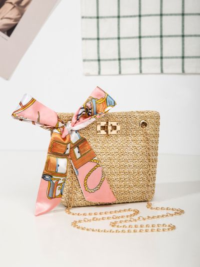 Mini Twilly Scarf Decor Straw Bag