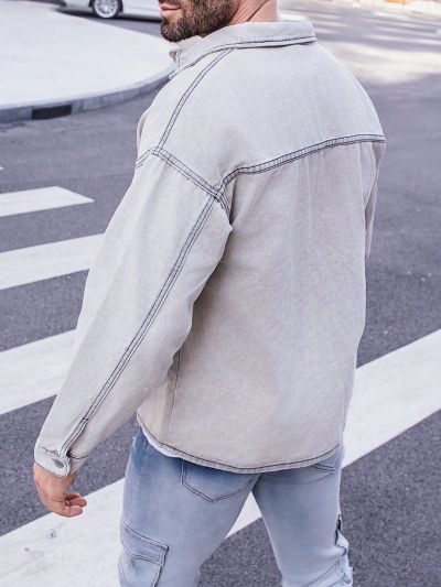 Manfinity Homme Men's Button-Front Denim Shirt With Flip Pockets