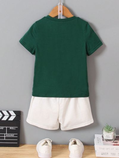 SHEIN Young Boy Letter Graphic Tee & Shorts