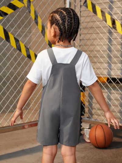 SHEIN Kids EVRYDAY Little Boys' Dinosaur Printed Jumpsuit