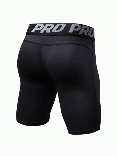 Running Men'S 3pcs Contrast Binding Letter Print Sports Shorts