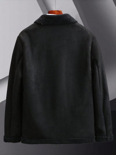 Manfinity Homme Men's Collar Fleece Lined Zipper Front Jacket