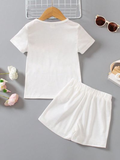 Toddler Girls Floral Appliques Tee & Shorts