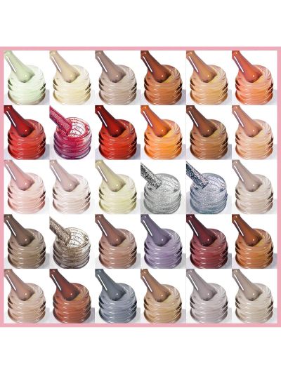SAVILAND 33PCS Gel Nail Polish Kit 2023 Fall Color– Gel Nail Polish Colors Red Brown Glitter Soak-off UV Gel with Base & Glossy Matte Top Gel French Manicure Nail Art Starter Set at Home Salon