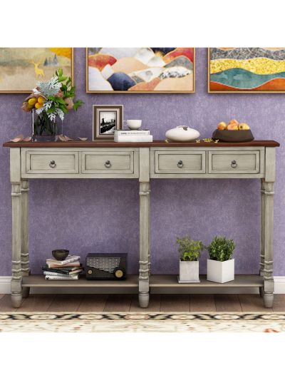 Console Table Sofa Table with Storage for Entryway with Drawers and Shelf