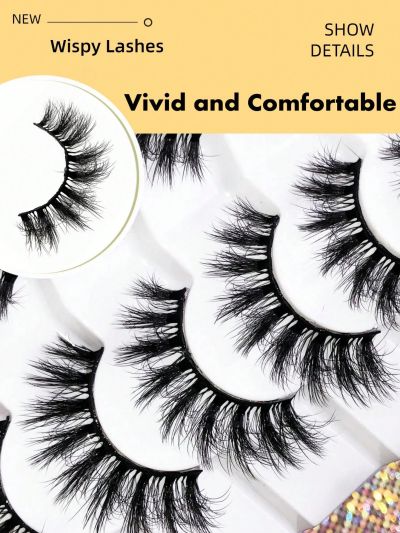 7 Pairs Super Fluffy Soft Wispy Faux Mink False Eyelashes Natural Messy CrisscrossFull Strip Eyelashes